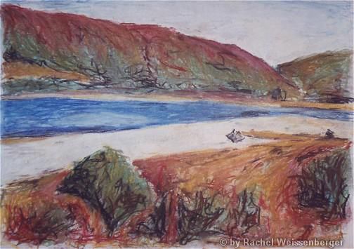 Lochranza, Isle of Arran II, Pastellkreiden auf Sandpapier,