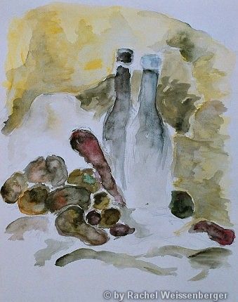 Still life with two bottles