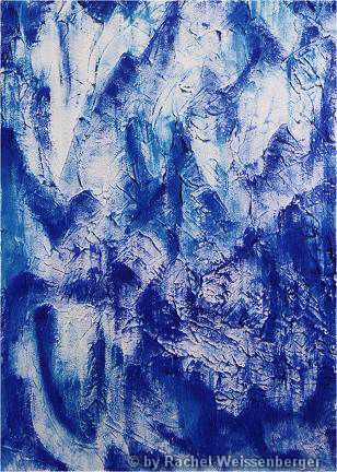 Blau, Acryl und Spachtelmasse mit Spachtel auf Leinwand,