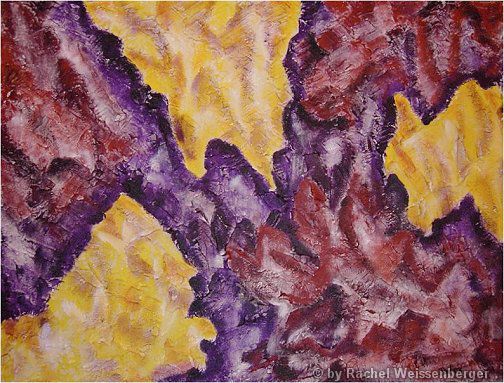 Gelb / Lila, Acryl und Spachtelmasse auf Leinwand,