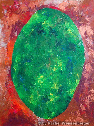 Seraphinit, Acryl mit Spachtel auf Malplatte,