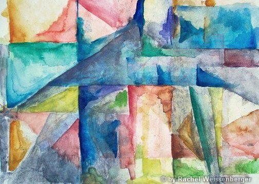 Abstrakt 9, Aquarell und Graphitpulver auf Papier,