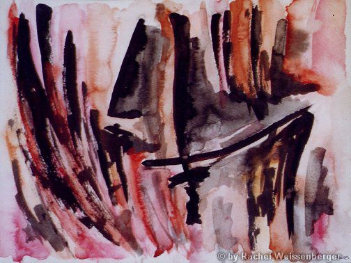 Abstrakt 17, Aquarell und Tusche auf Papier,