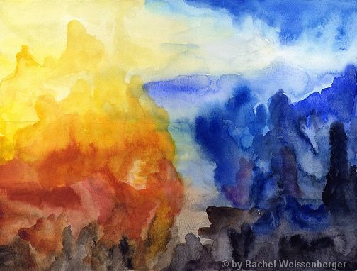 Abstrakt 35, Aquarell auf Karton,