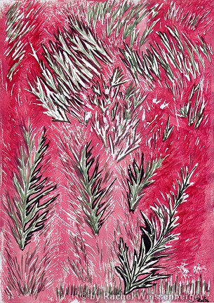 Linoldruck 3, Linoldruck mit Acrylfarbe auf Papier,