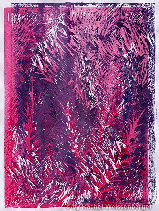 Linoldruck 8, Linoldruck mit Acrylfarbe auf Papier,