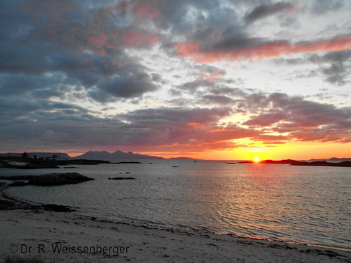 Sunset over Rum, Morar, Scotland<br>