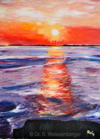 Sonnenuntergang auf Mull, Acryl auf Leinwand,