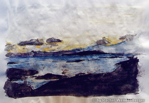 Isle of Skye, Watercolour pencils on paper,