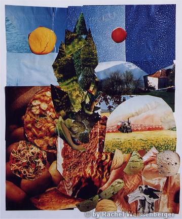 Landschaft, Collage auf Karton,