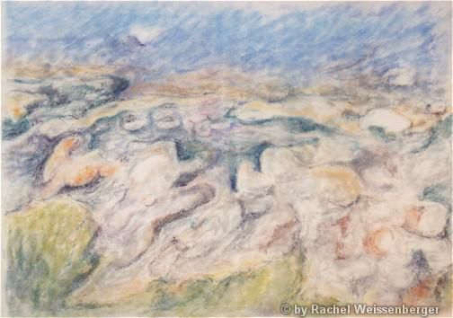 Strand von Arran, Pastellkreiden auf Sandpapier,