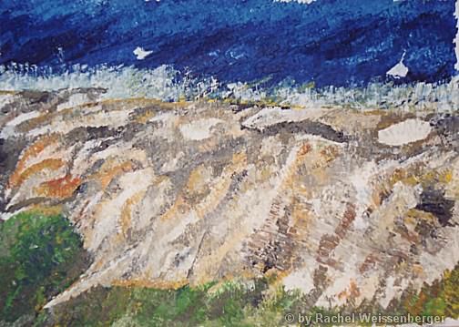 Beach on Arran, Oil with spatula on board,