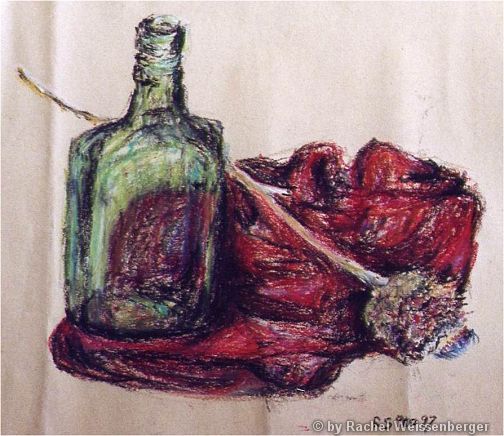 Still life with green bottle