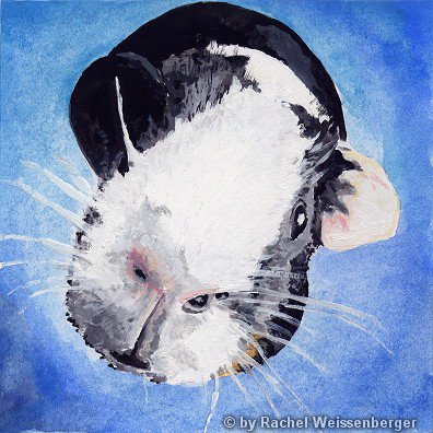 Minnie, Acrylic watercolours on board,