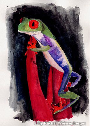 Frosch, Aquarell auf Papier,